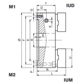 Sklíčidlo s mek. děl. čelistí IUM 243806, 160/3-MM1, 163310 - se zákl. čel. SM a nást. mek. NC