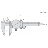 ACCUD 101-008-11 analogové posuvné měřítko s číselníkovým úchylkoměrem 200mm ( 0.01mm )