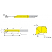 APB.05.203.020 nůž MINI ubírací pravý d5, D.min. 5,2mm, max. vyložení 23mm