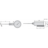 ACCUD 263-008-11L dlouhý výměnný dotek 46,4mm páčkový číselníkový úchylkoměr 0-0,8mm ( 0.01mm ) ciferník pr.  37,5mm