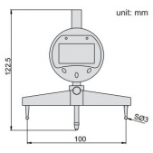 ACCUD 296-700-11 digitální úchylkoměr s nástavcem pro měření rádiusu / R5-700mm/0.2-27.5“ / 0.01mm/0.001