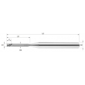 TK stopková fréza čelní s dlouhým krkem pro obrábění grafitu SGES01512, 1x2x12mm L50