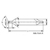 Vrták středící 60°, prodloužený, form A, DIN 332A, HSSCo5 Sartorius 1001030315 - 3,15x120mm