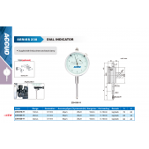 ACCUD 230-025-11 mechanický přesný číselníkový úchylkoměr 0-25mm ( 0,1mm ) s ouškem na zadní straně